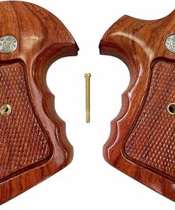 BMPL Hardwood K/L Frame Square Butt Revolver Handgun Grips Hardwood Finger Groove Checkered Handcraft Handmade Deluxe