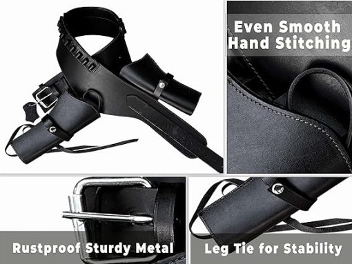 Hulara Genuine Leather Western Gun Belt Concealed Carry Gun Holster Belt for Men Women Cowboy Costume Revolver Holster Pistol Tactical Hoslter .38/.357 Cal Revolver Holster - Image 2