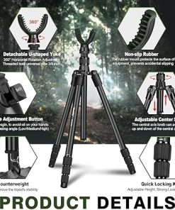 Manbily Hunting Tripod Aluminum for Rifle with U V Yoke Head Rest 360° Rotating, 64in Shooting Stick (MA-254G) 2