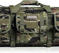 Savior Equipment American Classic Shorty Tactical Double Short Gun Case Pistol Bag, Spacious Front Pockets, Padded Shoulder Strap Included