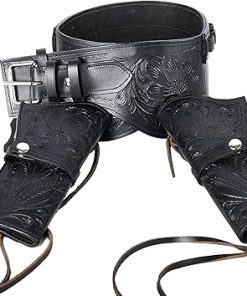 Hulara Western Gun Holster .45 Auto .45 ACP 44/45 Caliber Cowboy Holster for Revolver Full Grain Buff Leather Gun Holster with Belt for Men-Black