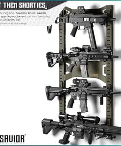 Savior Equipment Horizontal Steel Wall Mount Firearm Rifle Display Rack, Compound Bow Shotgun Carbine Gun Sword Tactical Vest Gear Hanger Free-Standing Indoor Storage Organizer, 10 Mounting Hooks 2