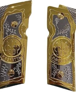 Luxury Metal Grips for Beretta 92X Centurion, M9A3, M9A4, Gold Nickel Plated, Matching Screws Included