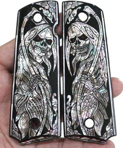 Grim Reaper Art Mother of Pearl Grips for 1911 Standard Full Size Colt Government and Commander Kimber, Springfield, Remington, Taurus PT 1911
