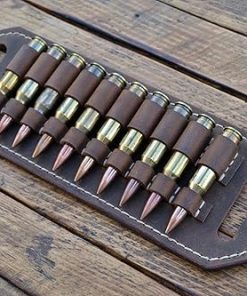 Leather Cartridge Holder 10 Ammo Capacity, Ammo Holder, Ammo carrier, Belt Bandolier, 2 Ply Leather%100 handmade (45-70) 2