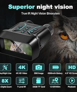 Night Vision Goggles 4k Night Vision 4.5inch Screen 4500mAH Battery 32GB Storage Photos Videos 8X Digital Zoom 36MP 7Level Camping Wildlife Observation Hunting 2