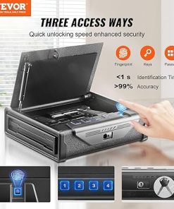 VEVOR Gun Safe for Pistols, Biometric Gun Safe with Three Quick Access Ways of Fingerprints, Passwords and Keys, Handgun Safe for 2 Pistols for Home, Bedside, Nightstand, Car 2