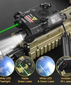 Airsoft PEQ 15 Laser Sight, with Red/Green Laser, IR Laser, White LED Flashlight, Tactical PEQ Box Aiming with Remote Pressure Switch, Fit for 20mm Picatinny Rail AEG GBB CQB 2