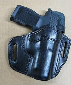 Azula OWB Leather 2 Slot Molded Pancake Belt Holster for Sig Sauer P365 XMACRO with Optic, Black Right Hand