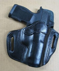Azula OWB Leather 2 Slot Molded Pancake Belt Holster for Glock 43, 43X, 43X MOS with Optic, Black Right Hand