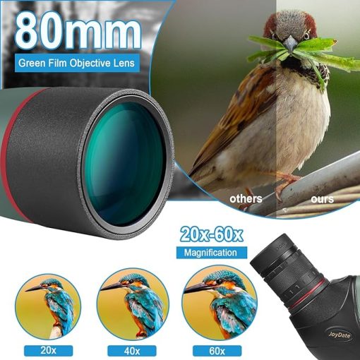 Spotting Scope for Target Shooting, 20-60x80mm HD Spotting Scopes with Tripod, Quick Phone Holder and Carrying Bag, BAK4 Waterproof Spotter Scope for Bird Watching Wildlife Viewing Scenery - Image 2