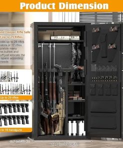 2025 Large Rifle Safe, 33-40 Gun Safe for Rifle and Shotgun/Rifle Pistol Rack/Storage Pocket/Removable Shelf/Silent Mode/External Battery/LED,180° Open Door Panel Organizer Long Gun Safe Unassembled 2