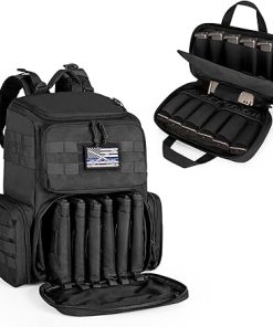DSLEAF Tactical Range Pistol Backpack with 6 Pistol Cases, Gun Backpack with 9X Magazine Slots for Shooting and Hunting