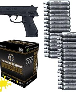 Tippmann Menace 50cal Paintball Pistol Bundle with 7rd Mag, 30ct 12g CO2 Cylinders and 500ct Paintballs