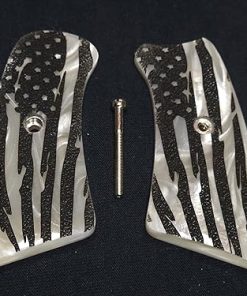 Pearl American Flag Ruger GP100 Grip Inserts Engraved Textured Checkered 2