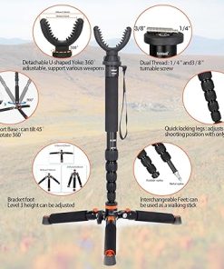 Aluminum Hunting Monopod – 21″-67″ Shooting Tripod Stand with 360 Rotating V Yoke Head for Rifle, Outdoors 2