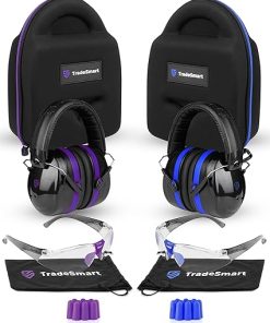 TradeSmart Gun Range Protection Duo Kit – Purple and Blue Shooting Eye and Ear Protection for Women and Men, U.S. Certified