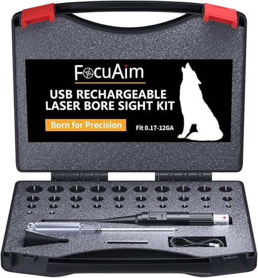 USB Rechargeable Laser Bore Sight Kit with 32 Adapters fit 0.17 to 12GA Calibers, Red/Green Laser Bore Sighter with Button Switch, Hunting Laser Boresighter Kit for Rifles Pistols Handgun