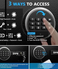 Gun Safe for Handgun, 0.77 Cu ft Home Safes with Removable Shelf, Pistol Safe with Digital Electronic Keypad, Alarm System Handgun Safes, Silent Mode 2