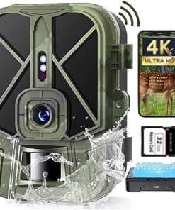 SuntekCam WiFi Trail Camera 4K 36MP Bluetooth Built-in 10000mAH Rechargeable Lithium Battery, Game Camera with No Glow Night Vision Activated Waterproof for Wildlife Deer Scouting Hunting