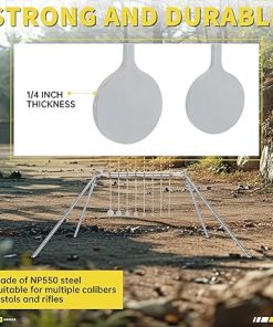 KUAFU NP550 Steel 1/4″ 8 Spinning Targets & Targets Stand Kit, Spinning Rimfire Target for .22 Rimfire, Rimfire Kyl Airgun Plinking Target 2