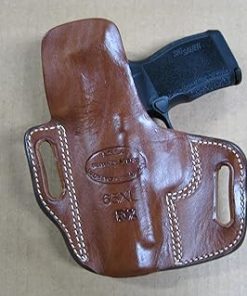 Azula OWB Leather 2 Slot Molded Pancake Belt Holster for Smith & Wesson M&P Shield 380, M&P Shield 9, Equalizer 9mm, S&W EZ with Optic, TAN Left Hand 2