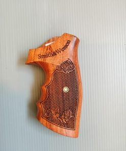 BMPL Hardwood K/L Frame Square Butt Revolver Handgun Grips Finger Groove Checkered Handcraft Deluxe Handmade 2