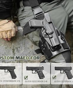 Drop Leg Holster, Level II Tactical Thigh Holster Fits Glock 17 19 19X 22 23 31 32(Gen1-5), G22 (Gen 1-4), 45丨Colt-Elite 1911 Force/Kimber 1911/ Springfield 1911, Adjustable, Right Hand 2
