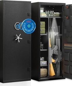 15-20 Gun Safe, Large Gun Safe for Rifles and Pistols, Unassembled Rifle Safe with Adjustable Shelf & Gun Rack, Gun Safe for Home and Shotgun, Quick Access Gun Cabinet with Mute Function & Dual Alarm