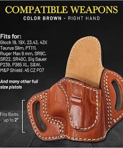 OWB Leather Holster for Pistols. Gun Holster for Glock 43 / Glock 48 / 43X – 9mm. 2