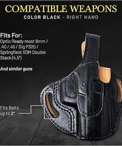 Tagua Gun Leather OWB Thumb Break Leather Gun Holster. Fits .40 / .45 Sig P320, Springfield XDM (4.5″) and Most 9mm Pistols 2