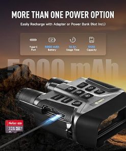 PINTY Night Vision Goggles, 4K UHD Digital Vision Scope with 5X Zoom 5000 mAh Rechargeable Battery, 4 in. Photo & Video Recorder with 32GB Storage Card for Day & Night Time Hunting Birdwatching 2