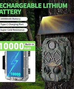WiFi Trail Camera, 4K 64MP Solar Trail Camera with 10000mAh Rechargeable Battery Pack, IP66 Waterproof 120° Detection Angle 0.2s Trigger 940nm No Glow LED Wildlife 2