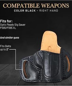 OWB Leather Holsters for Pistols Optic Ready Right Hand. Fits for Sig Sauer P365/P365 XL. Leather Gun Holsters 2