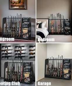 Gun Rack for Wall,Indoor Gun Racks Wall Mount,Heavy Duty Steel Rifle Wall Mount,Height-Adjustable Display Shotgun Rack 2