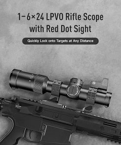 PINTY 1-6×24 FFP LPVO Rifle Scope Set, R1/First Focal Plane LPVO Riflescope with Red Dot Sight & Mount, 6063 Aluminum Airsoft Optical Scope with 5 Red & Green Brightness Levels, Tactical Scope 2