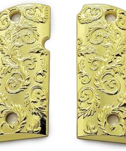 Custom Grips for Kimber Micro 9 mm Metal Scroll Design Micro 9 and Screws Gold Plated 2