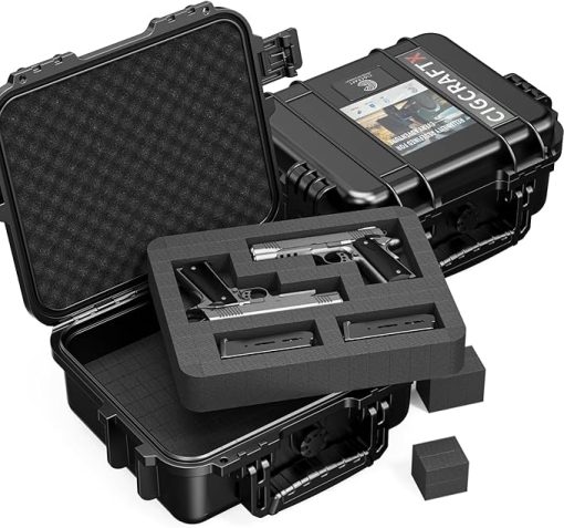 CIGCRAFTX Tactical Hard Pistol Case – Waterproof & Shockproof Gun Storage with Customizable Foam Insert, Travel-Ready Hardshell Fits Most Firearms