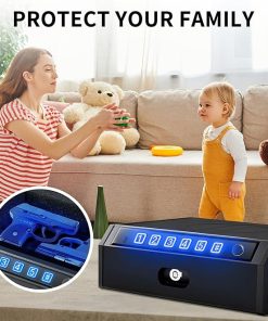 ADIMO Biometric Gun Safe for Handguns, Quick Access Fingerprint Pistol Safe with Backlit Keypad & Keys, Silent Mode, Fits 1 Full-Size or 2 Compact Pistols, for Nightstand, Car or Drawer Use 2