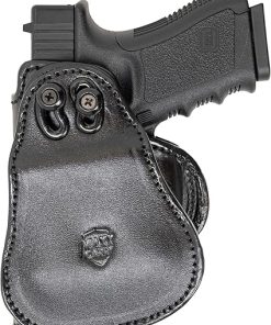 Maxx Carry Compatible with Leather Paddle OWB Gun Holster fits Glock 17, 22, 48 9 mm | Ruger SR9, SR40 |Springfield XDE 4.5 inch | Diamondback FS9 2