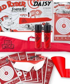 Bundle – 7 Items – Red Speedy BB Funnel, Red Ryder Gun Sleeve, Shooting Glasses, 10 Pack Targets, 2 Tubes 350 Ct BBS, Bonus 25 Pack Targets