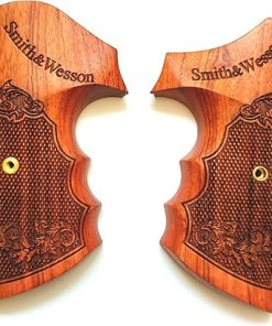 BMPL Hardwood K/L Frame Square Butt Revolver Handgun Grips Finger Groove Checkered Handcraft Deluxe Handmade