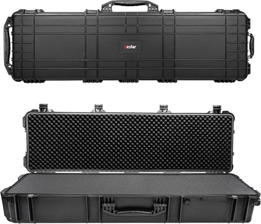 Eylar 53" Inch XL Deep Protective Roller Rifle Hard Case with Foam, Waterproof & Crushproof, Three to Four Rifles Or Multiple Guns, Pressure Valve with Lockable Fittings
