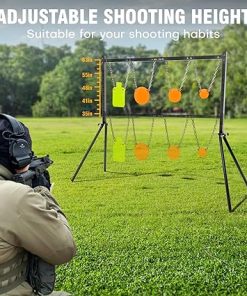 Steel Target Stand for AR500 Shooting Target Complete Kit 3/8″ Thick 4” 6” 8” 7”x 12” Silhouette Target Gong Target Outdoor Target Stand Kit 35-63in Height Adjustment 2
