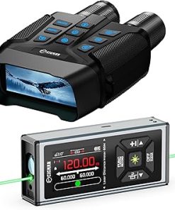 CIGMAN Night Vision Goggles with 3.99″ Screen, 5000mAh Battery, Flashlight, 5X Zoom, and Green Laser Distance Measurement Tool, 393ft Range, Rechargeable