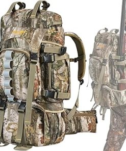 NEW VIEW Hunting Backpacks for Men 60L, Camo Bag for Deer, Elk, Waterproof Daypack with Rain Cover