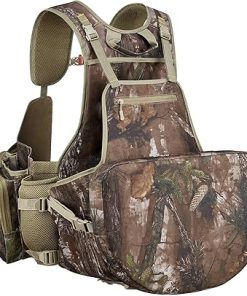NEW VIEW Turkey Hunting Vest with Seat – Lightweight Camo Adjustable Fit, Removable Cushion and Large Game Bag Storage for Turkey Hunting