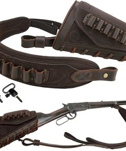WAYNE’S DOG Leather Rifle Stock Cover Recoil Pad with Cartridge Sling for .357 .30-30 .45-70MAG .22LR 12Gauge