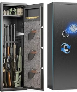 10-15 Gun Safe,Large Gun Safe for Home Rifle and Pistol, Gun Cabinet, Rifle Safe, Quick Access Fingerprint Biometric gun safes , Unassembled Gun Cabinet with Gun Racks,15.75″D x 17.72″W x 55.12″H