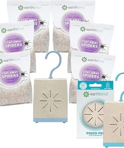Stay Away Spiders Deterrent & Pouch Pod Bundle – Indoor Spider Deterrent Pouches for Attic, Crawl Space, Window Sill – Plant-Based Ingredients & Essential Oils – 6-Pack & 2 Extended Release Pouch Pods